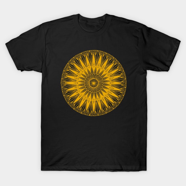 Mandala (gold on black) T-Shirt by calenbundalas